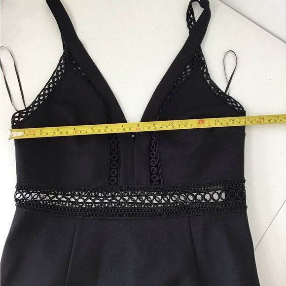 Free People Black Mini Dress Iris Crochet Trim Mini Dress New Size 8 - Picture 9 of 16